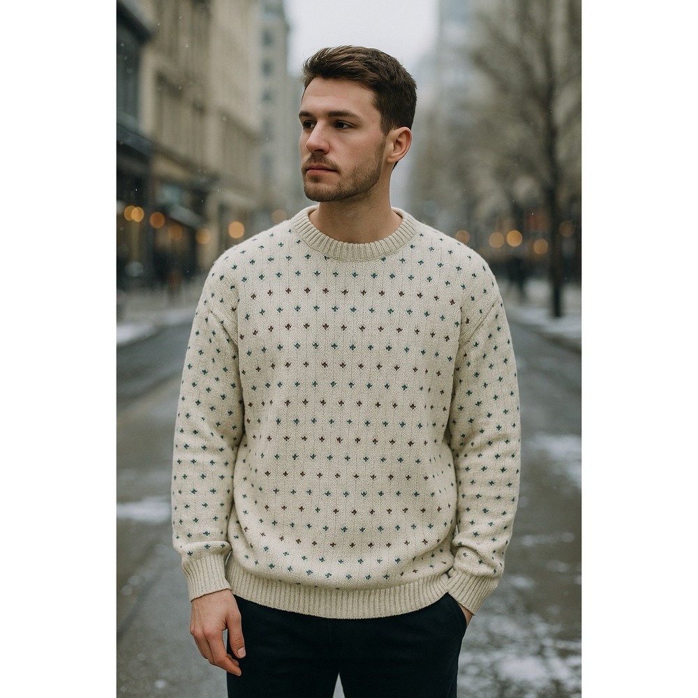 Vtg St Johns‎ Bay Sweater Mens L Fair Isle Pullover Winter Holiday 90s Chunky